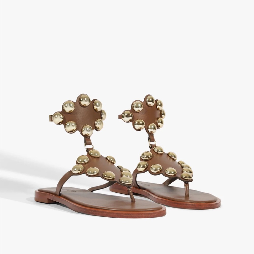 Brand new never worn SCHUTZ Gold Studded Brown Sandals